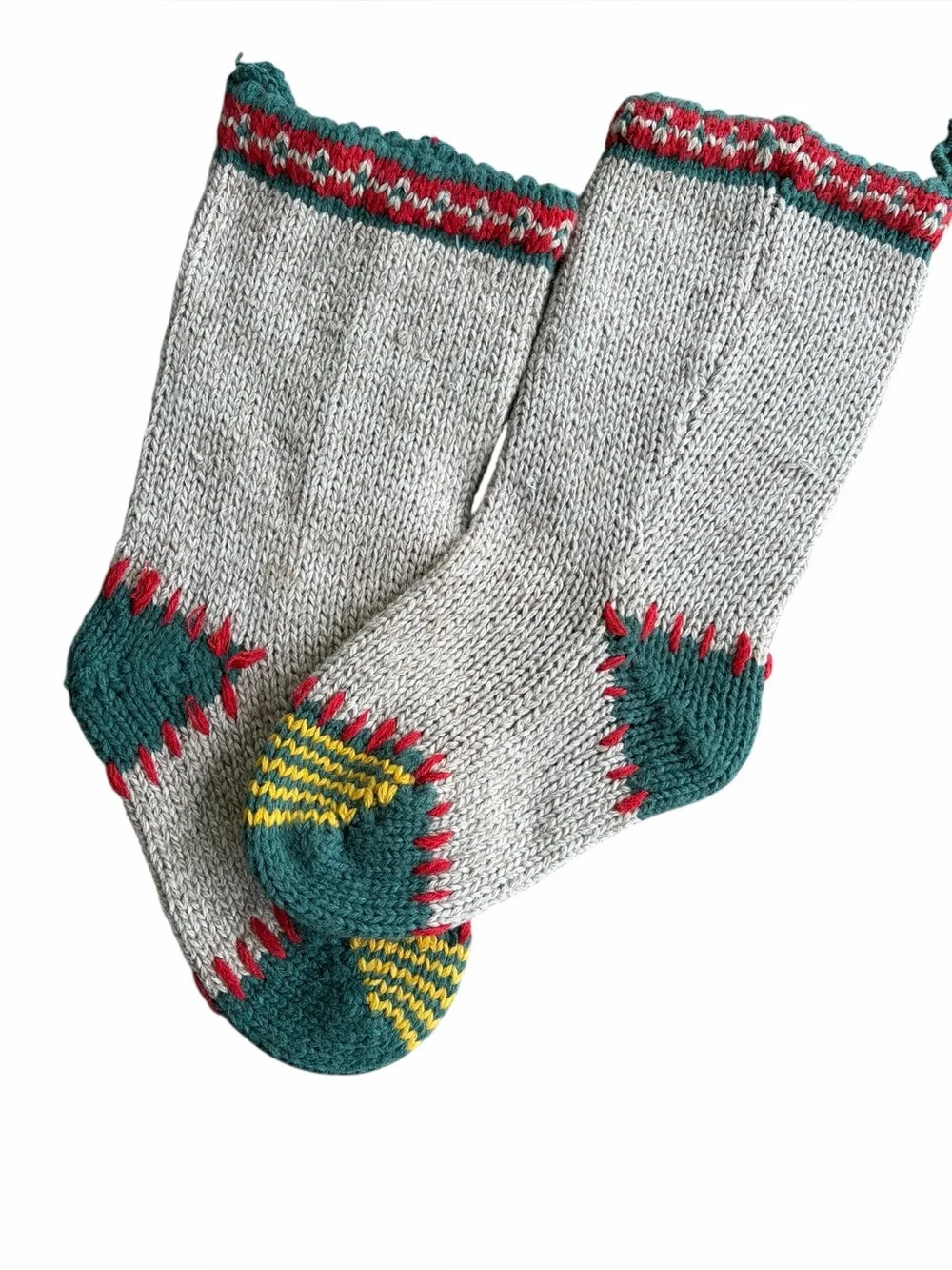 Vintage Knit  Crochet Christmas Farmhouse Mantle Stockings